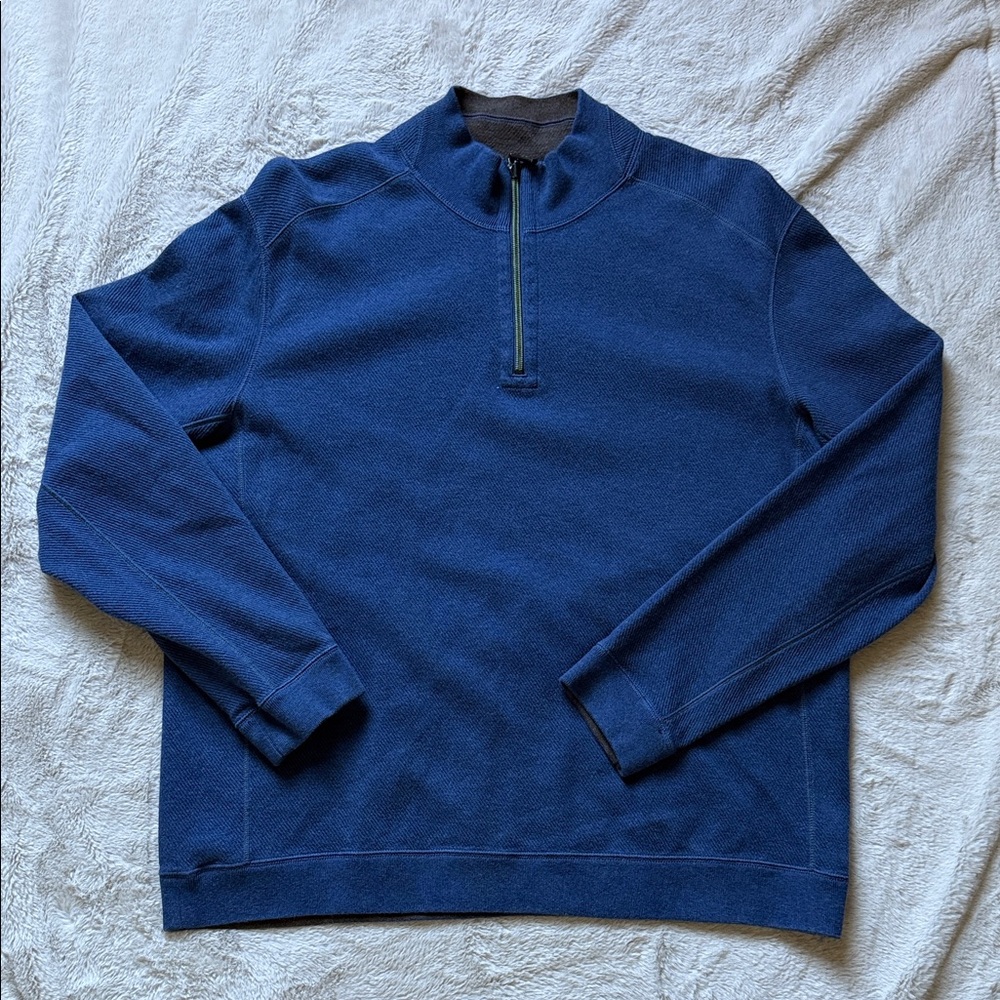 Tommy Bahama Men's Long Sleeve Blue Half-Zip Pullover Sweater